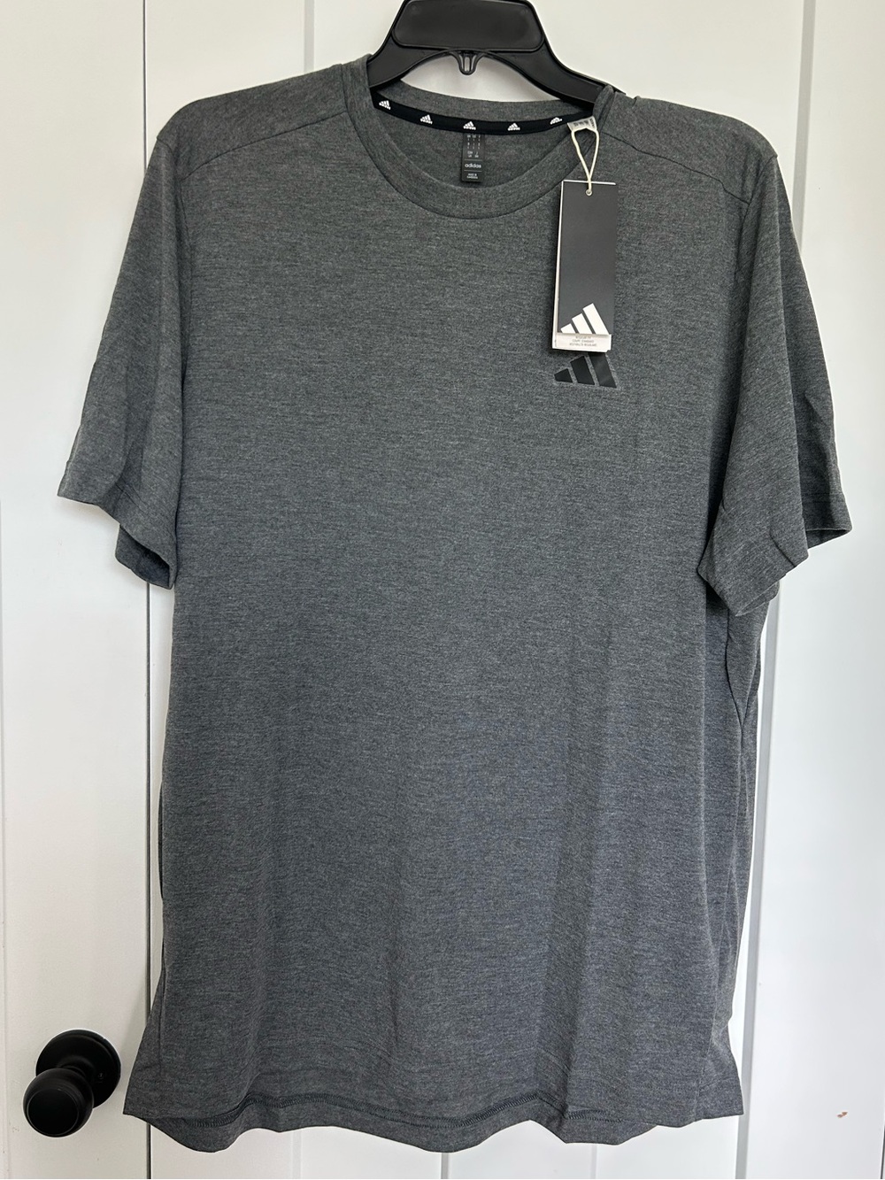 adidas Men’s Short-Sleeve Athletic Tee in Charcoal Gray